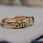 Montana Sapphire Three-Stone Bezel Ring Silver Engagement Band | Anima jewels