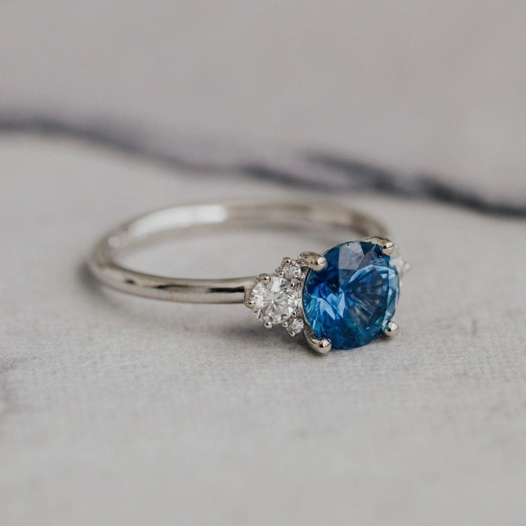 Sapphire Solitaire Dainty Prong Ring Silver September Birthstone | Anima jewels