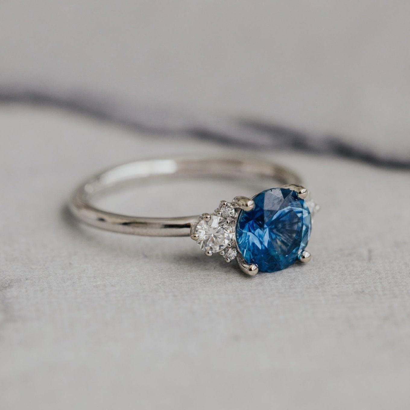 Sapphire Solitaire Dainty Prong Ring Silver September Birthstone | Anima jewels
