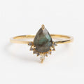 Pear Labradorite Drop Ring | 925 Sterling Silver Boho Engagement Band | Anima jewels