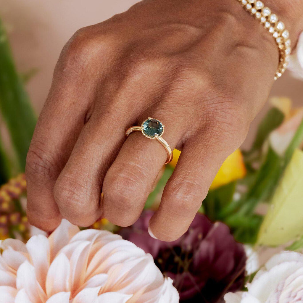 Montana Sapphire Prong Band Silver Blue Stackable Ring | Anima jewels