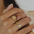 Ruby Curved Nesting Band Silver Chevron Tiara Stacking Ring | Anima jewels