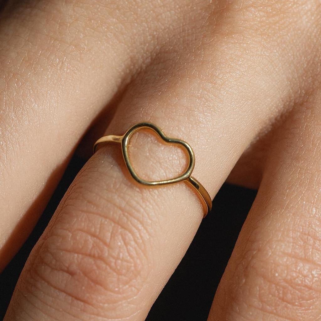 Open Heart Ring | Minimalist Sterling Silver Stacking Band | Anima jewels