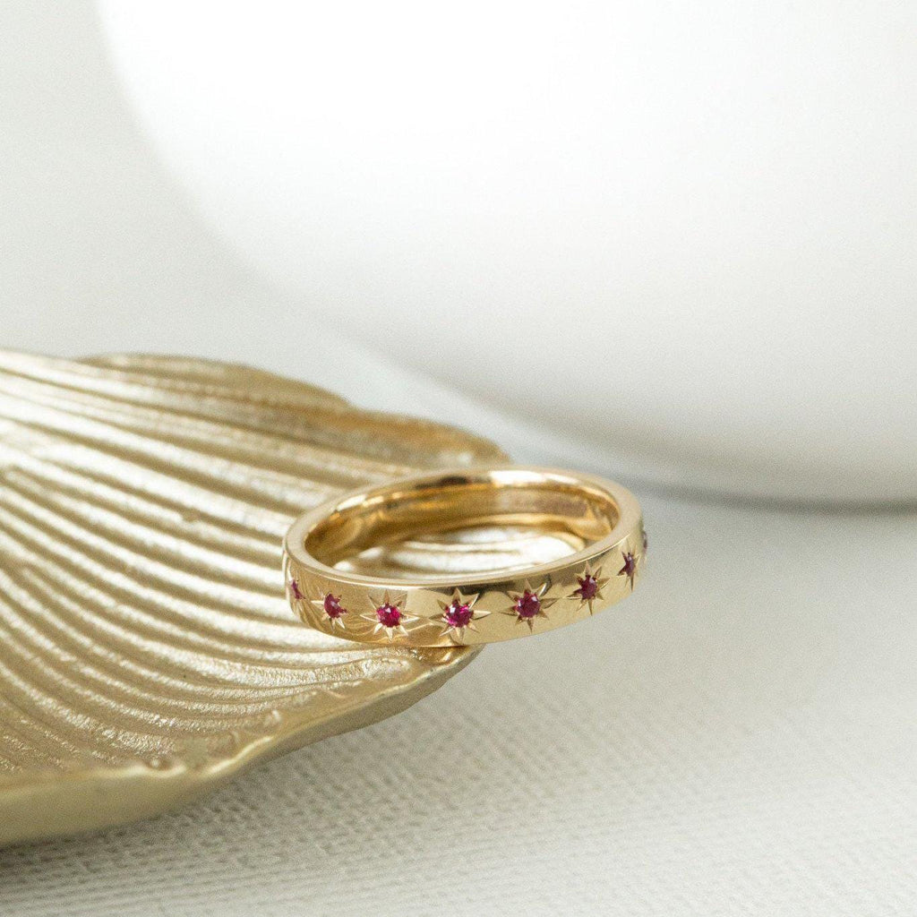 Ruby Pave Wedding Band Thick 925 Sterling Silver Ring | Anima jewels