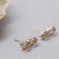 Duo Pear Natural Moonstone Stud Earrings in Solid 14k Gold | Anima Jewels
