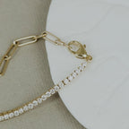 Moissanite Tennis Paperclip Bracelet 14k Gold Hybrid | Anima jewels