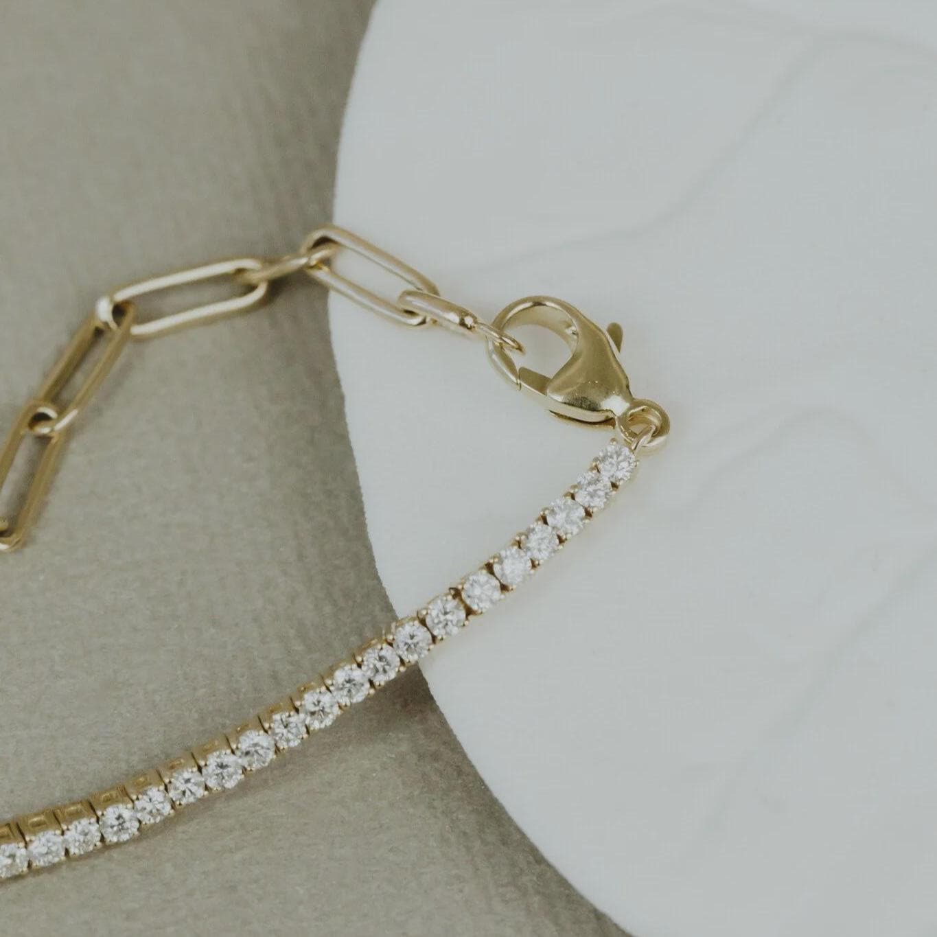 Moissanite Tennis Paperclip Bracelet 14k Gold Hybrid | Anima jewels