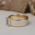 Emerald Cut Aquamarine Cigar Band Silver Statement Ring | Anima jewels