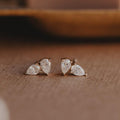 Duo Pear Diamond Stud Earrings in Solid 14k Gold | Anima Jewels