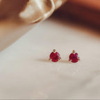 Personalized Birthstone Trio Stud Earrings in Solid 14k Gold | Anima Jewels