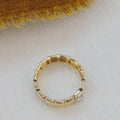 Emerald Cut Aquamarine Cigar Band Wide Gold Statement Ring | Anima jewels