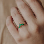 Emerald Curved Wedding Band Silver Chevron Stacking Ring | Anima jewels