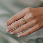 Emerald Solitaire Dainty Ring Silver Minimalist Stacking Band | Anima jewels