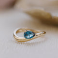 Pear Cut London Blue Topaz Solitaire Silver Engagement Ring | Anima jewels