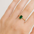 Emerald-Cut Natural Emerald Solitaire Ring | 14K Yellow Gold Art Deco Band | Anima jewels