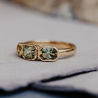 Montana Sapphire Three-Stone Bezel Ring Silver Engagement Band | Anima jewels