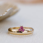 Pink Sapphire Cluster Three-Stone Silver Ring | Anima jewels