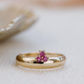 Pink Sapphire Cluster Three-Stone Silver Ring | Anima jewels