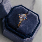 Marquise Tanzanite Engagement Ring Blue Gemstone Cluster | Anima jewels
