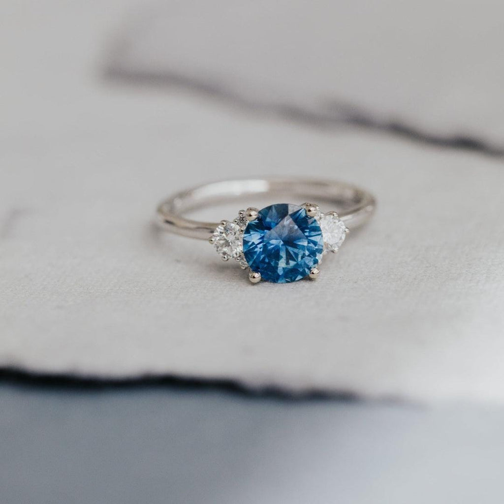 Sapphire Solitaire Dainty Prong Ring Silver September Birthstone | Anima jewels