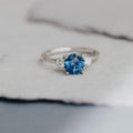 Sapphire Solitaire Dainty Prong Ring Silver September Birthstone | Anima jewels