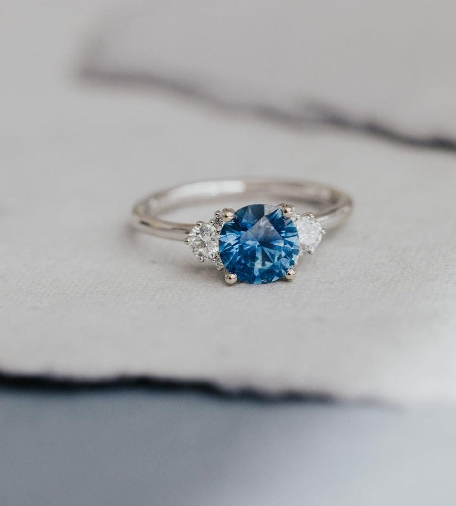 Sapphire Solitaire Dainty Prong Ring Silver September Birthstone | Anima jewels