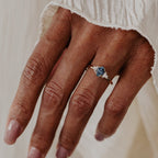 Oval Montana Sapphire Diamond Double Prong Silver Ring | Anima jewels