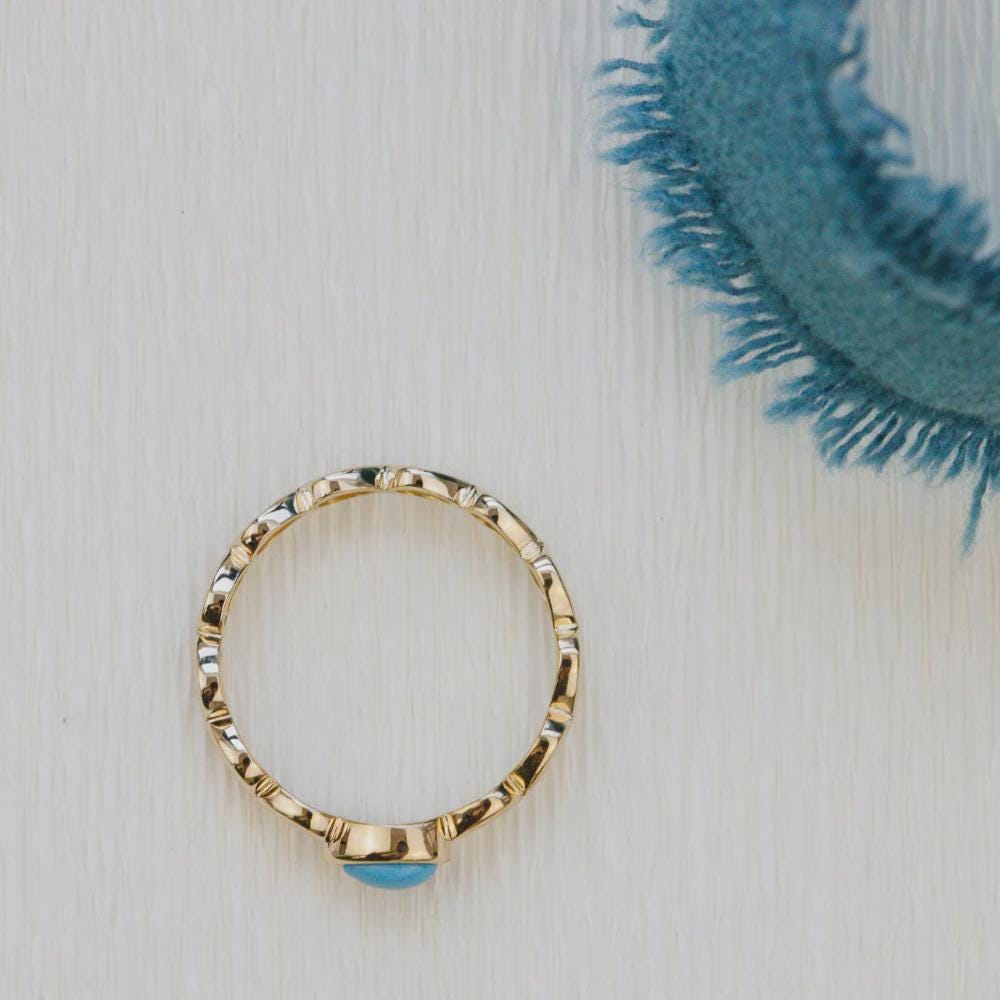 Pear Cut Turquoise Eternity Band Dainty Gold Boho Ring | Anima jewels