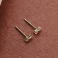 Duo Prong Round Diamond Stud Earrings in Solid 14k Gold | Anima Jewels