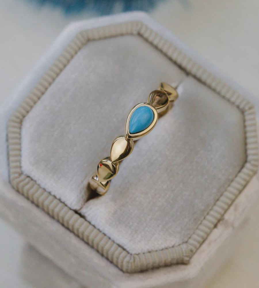 Pear Cut Turquoise Eternity Band Dainty Gold Boho Ring | Anima jewels