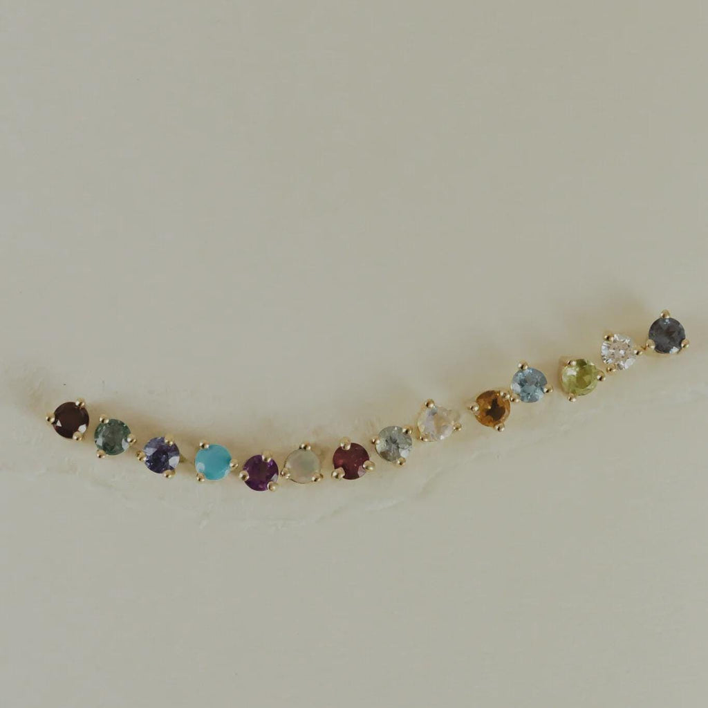 Personalized Birthstone Trio Stud Earrings in Solid 14k Gold | Anima Jewels