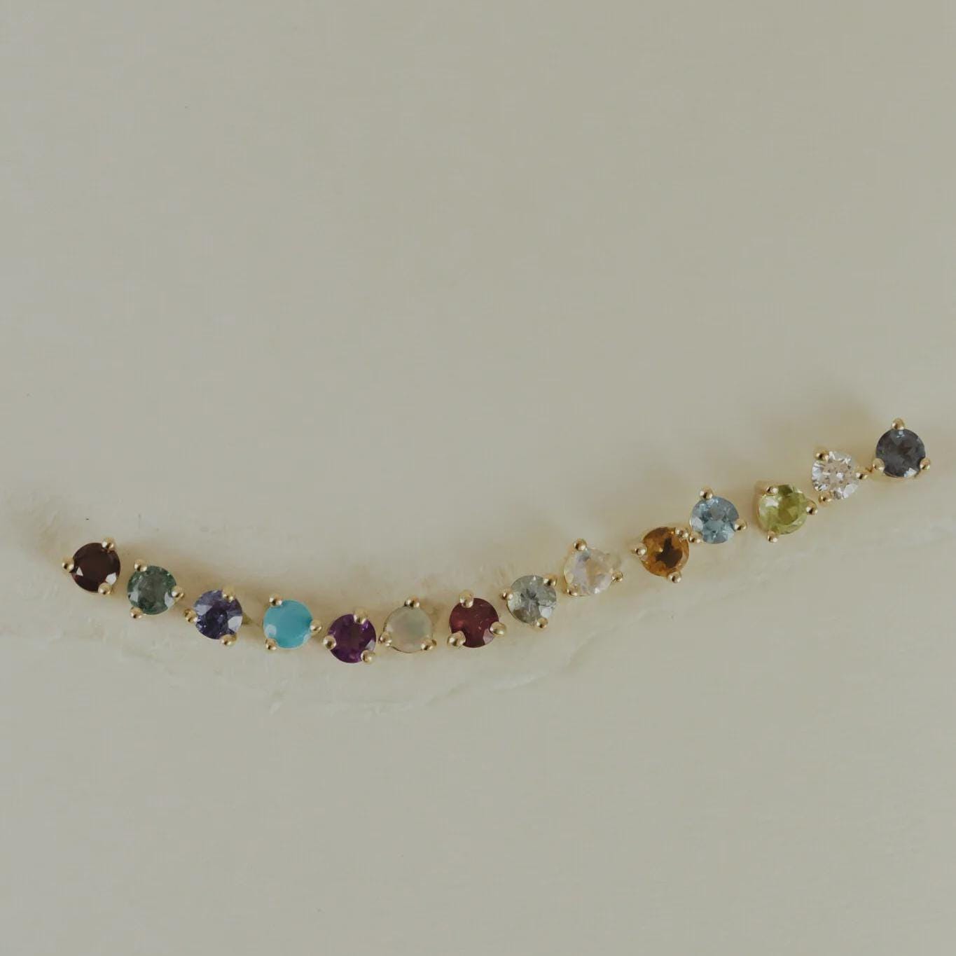 Personalized Birthstone Trio Stud Earrings in Solid 14k Gold | Anima Jewels