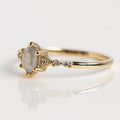 Natural Labradorite Engagement Ring – Hexagon Blue Fire Stone 925 Sterling Silver Dainty Promise Ring