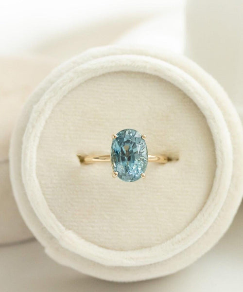 Oval Montana Sapphire Ring | 925 Sterling Silver Vintage Geometric Band | Anima jewels