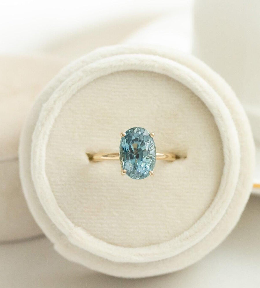 Oval Montana Sapphire Ring | 925 Sterling Silver Vintage Geometric Band | Anima jewels