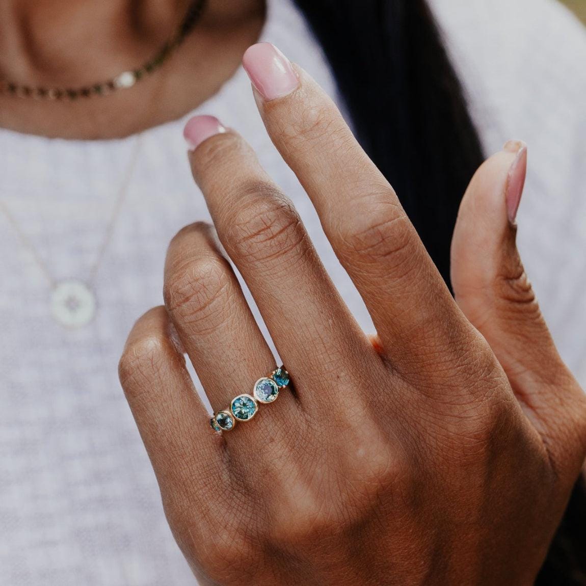 5 Montana Sapphire Bezel Band Silver Stackable Ring | Anima jewels