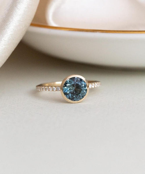Montana Sapphire & Diamond Ring | 925 Sterling Silver September Band | Anima jewels