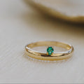 Emerald Solitaire Dainty Ring Silver Minimalist Stacking Band | Anima jewels