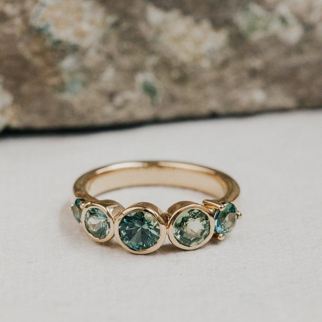 5 Montana Sapphire Bezel Band Silver Stackable Ring | Anima jewels