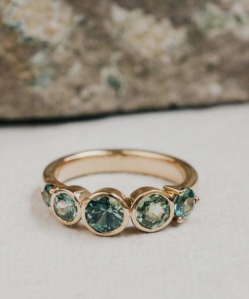 5 Montana Sapphire Bezel Band Silver Stackable Ring | Anima jewels
