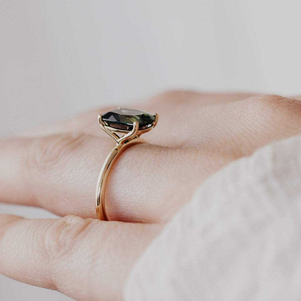 Emerald Cut Montana Sapphire Ring – 3.67 ct Blue Sapphire in Sterling Silver One-of-a-Kind Solitaire Engagement Ring – Handmade Fine Jewelry