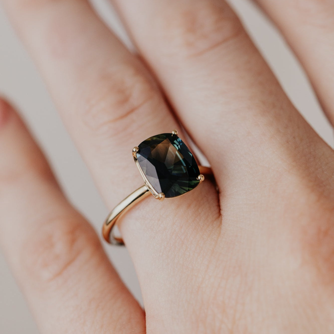 Emerald Cut Montana Sapphire Ring – 3.67 ct Blue Sapphire in Sterling Silver One-of-a-Kind Solitaire Engagement Ring – Handmade Fine Jewelry