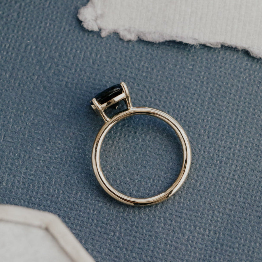 Emerald Cut Montana Sapphire Ring – 3.67 ct Blue Sapphire in Sterling Silver One-of-a-Kind Solitaire Engagement Ring – Handmade Fine Jewelry