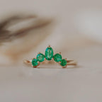 Emerald Curved Wedding Band Silver Chevron Stacking Ring | Anima jewels