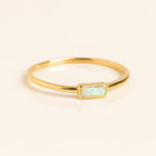 Baguette Opal Ring Dainty 925 Sterling Silver Stacking | Anima jewels
