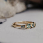 Geometric Hexagon Montana Sapphire Silver Engagement Ring | Anima jewels