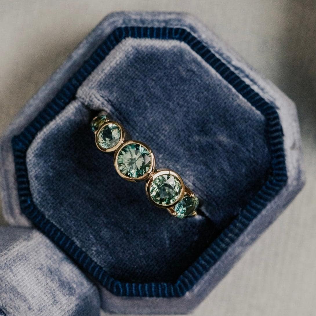 5 Montana Sapphire Bezel Band Silver Stackable Ring | Anima jewels