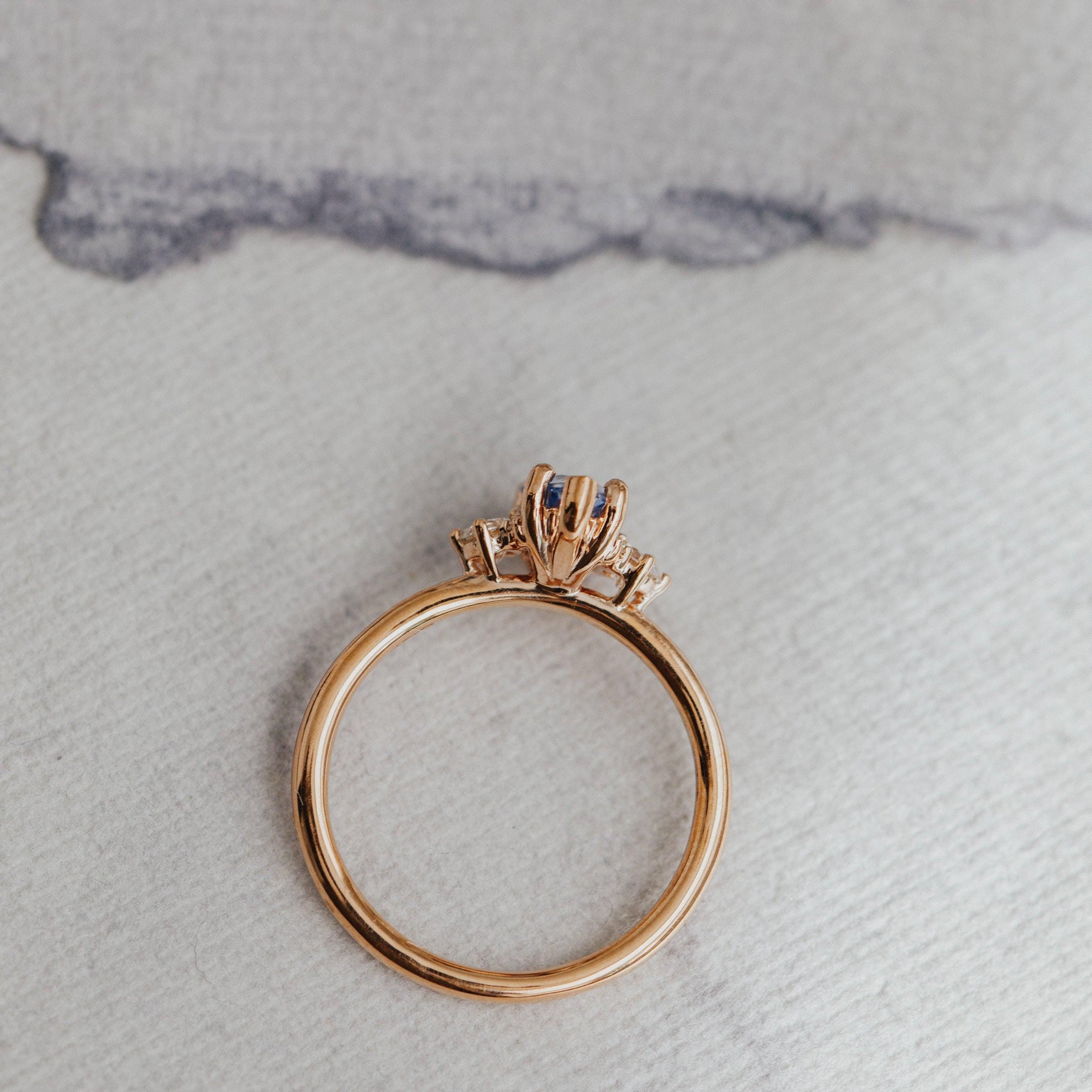 Marquise Tanzanite Engagement Ring Blue Gemstone Cluster | Anima jewels