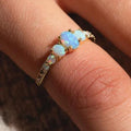 Vintage Oval Opal Engagement Ring | 925 Sterling Silver Halo Band | Anima jewels