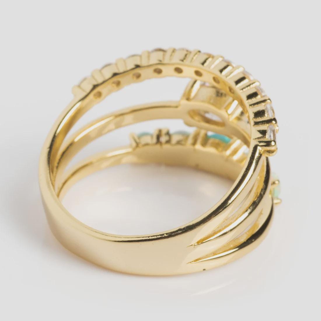 Dainty White Opal & CZ Stacking Ring | Sterling Silver or 14K Gold | Anima jewels